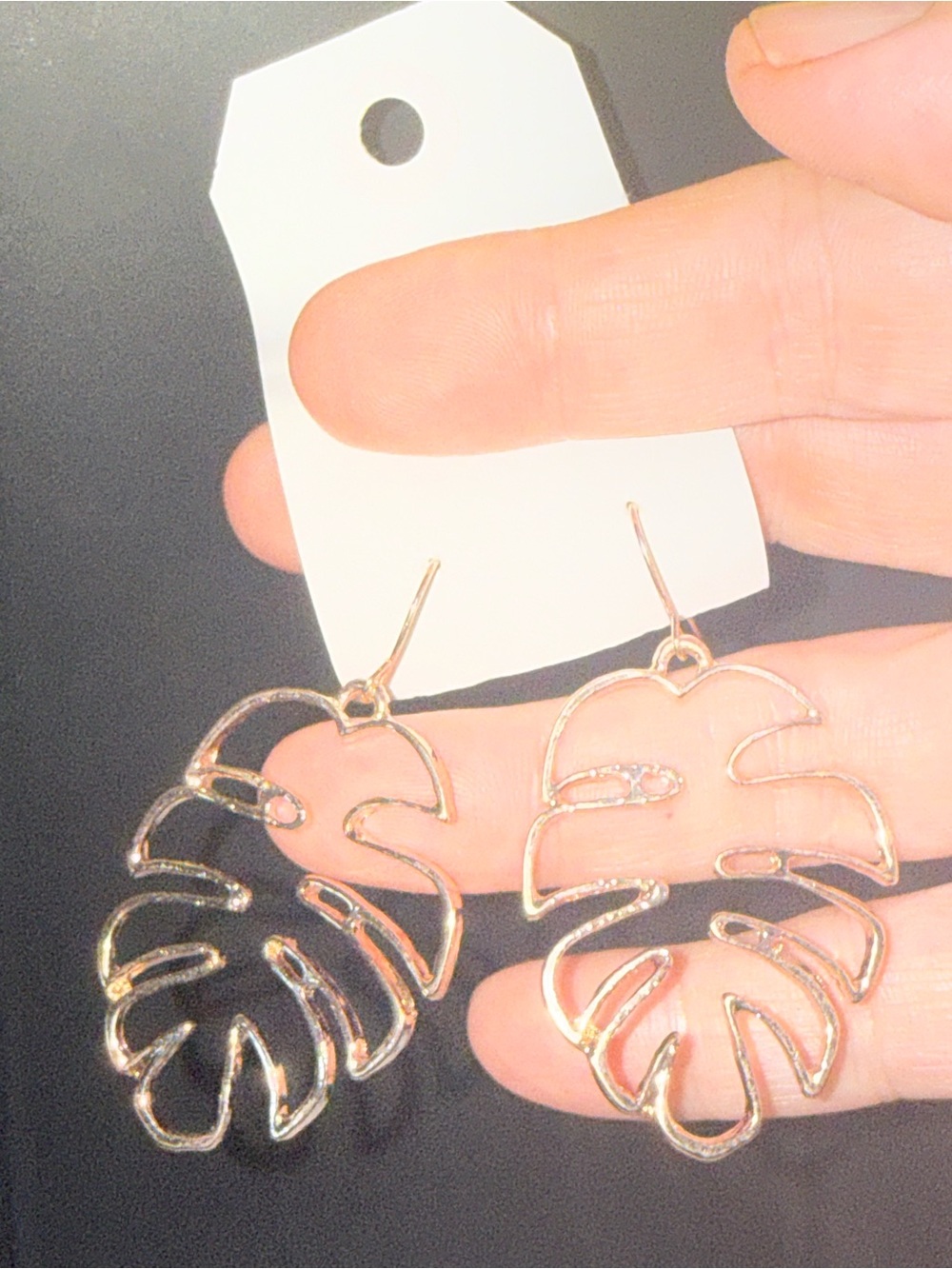 Gold Monstera Leaf Drop Earrings - Women Jewelry
